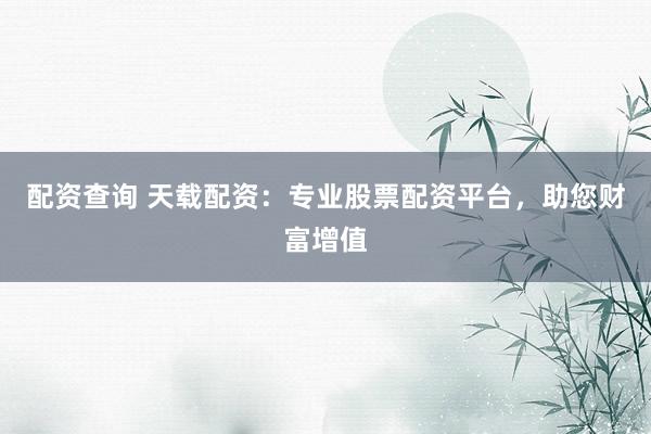 配资查询 天载配资：专业股票配资平台，助您财富增值