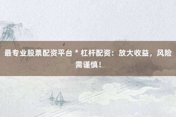 最专业股票配资平台 * 杠杆配资：放大收益，风险需谨慎！