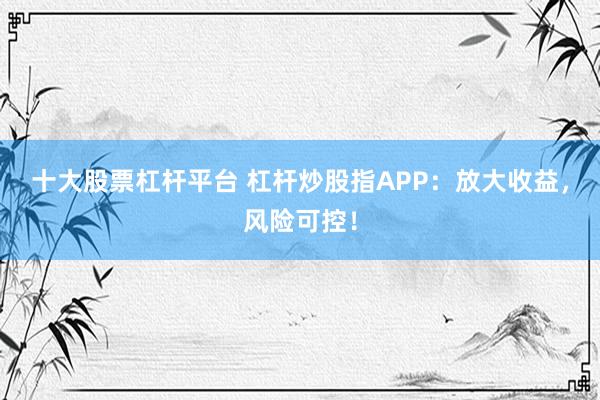 十大股票杠杆平台 杠杆炒股指APP：放大收益，风险可控！