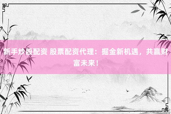 新手炒股配资 股票配资代理：掘金新机遇，共赢财富未来！