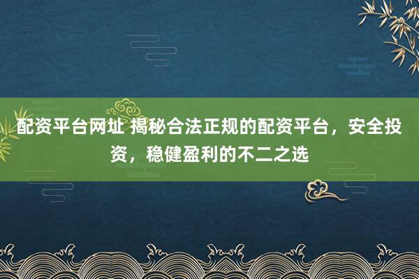 配资平台网址 揭秘合法正规的配资平台，安全投资，稳健盈利的不二之选