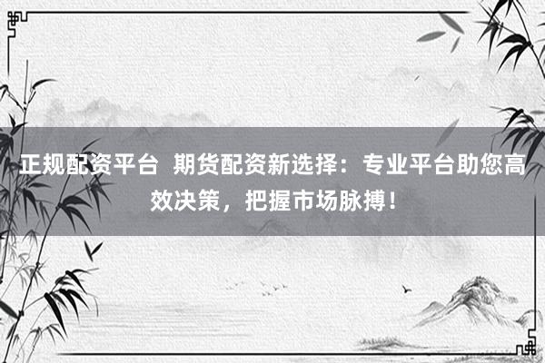 正规配资平台  期货配资新选择：专业平台助您高效决策，把握市场脉搏！