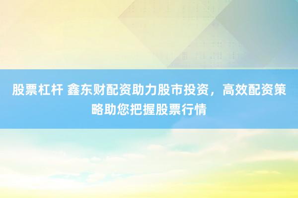 股票杠杆 鑫东财配资助力股市投资，高效配资策略助您把握股票行情