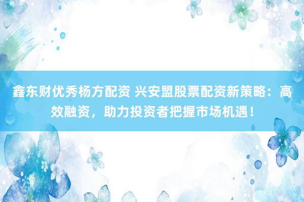 鑫东财优秀杨方配资 兴安盟股票配资新策略:高效融资,助力投资者把握市场机遇!