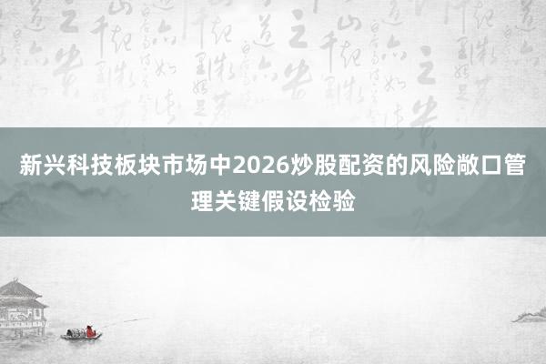 新兴科技板块市场中2026炒股配资的风险敞口管理关键假设检验