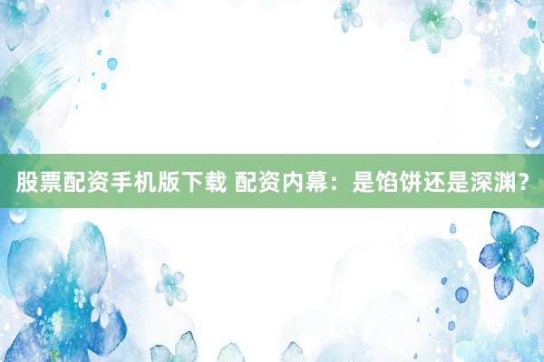 股票配资手机版下载 配资内幕：是馅饼还是深渊？