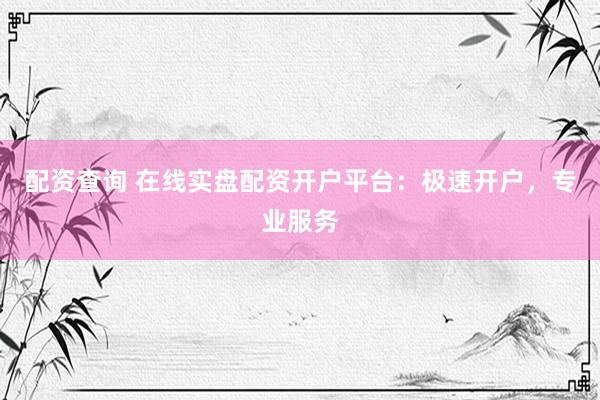 配资查询 在线实盘配资开户平台：极速开户，专业服务
