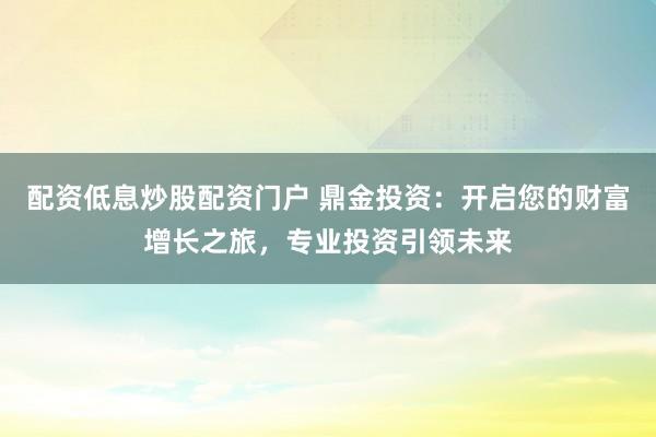 配资低息炒股配资门户 鼎金投资：开启您的财富增长之旅，专业投资引领未来