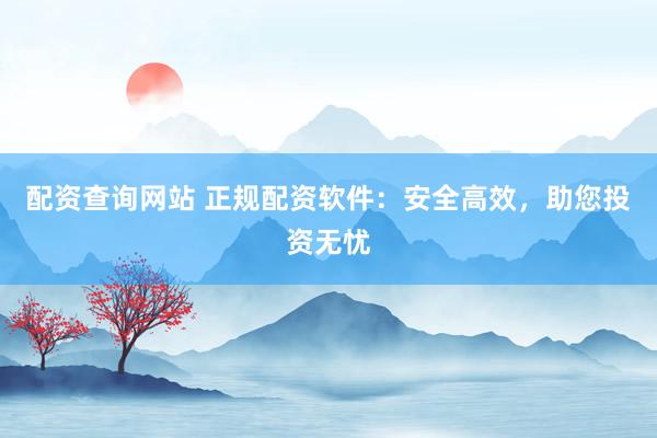 配资查询网站 正规配资软件：安全高效，助您投资无忧